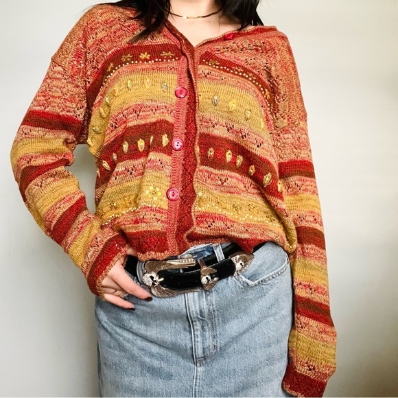 Vintage Sweaters - Vintage earthy grandmacore cardigan sweater